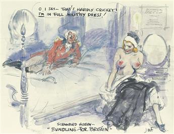 (CARTOONS.)  JAMES MONTGOMERY FLAGG. Group of 4 erotic World War II-era illustrations.